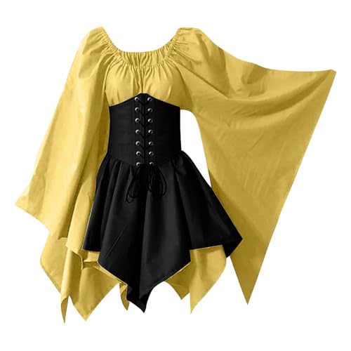 AHAKLO Mittelalter Kleidung Damen Fledermausärmel Halloween Kostüm Gothic Kleid Langarm Renaissance Dress Mittelalterkleider Karneval Partykleid Viktorianisches Kleid AHAKLO Mittelalter Kleidung Damen Fledermausärmel Halloween Kostüm Gothic Kleid Langarm Renaissance Dress Mittelalterkleider Karneval Partykleid Viktorianisches Kleid von AHAKLO