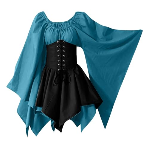 AHAKLO Mittelalter Kleidung Damen Fledermausärmel Halloween Kostüm Gothic Kleid Langarm Renaissance Dress Mittelalterkleider Karneval Partykleid Viktorianisches Kleid AHAKLO Mittelalter Kleidung Damen Fledermausärmel Halloween Kostüm Gothic Kleid Langarm Renaissance Dress Mittelalterkleider Karneval Partykleid Viktorianisches Kleid von AHAKLO