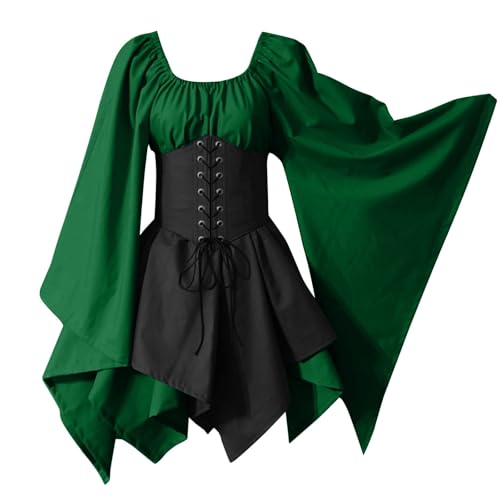 AHAKLO Mittelalter Kleidung Damen Fledermausärmel Halloween Kostüm Gothic Kleid Langarm Renaissance Dress Mittelalterkleider Karneval Partykleid Viktorianisches Kleid AHAKLO Mittelalter Kleidung Damen Fledermausärmel Halloween Kostüm Gothic Kleid Langarm Renaissance Dress Mittelalterkleider Karneval Partykleid Viktorianisches Kleid von AHAKLO