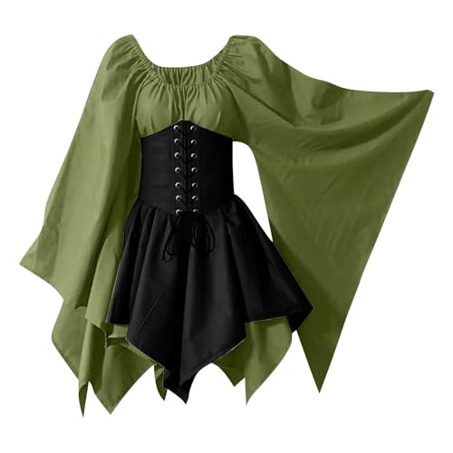 AHAKLO Mittelalter Kleidung Damen Fledermausärmel Halloween Kostüm Gothic Kleid Langarm Renaissance Dress Mittelalterkleider Karneval Partykleid Viktorianisches Kleid AHAKLO Mittelalter Kleidung Damen Fledermausärmel Halloween Kostüm Gothic Kleid Langarm Renaissance Dress Mittelalterkleider Karneval Partykleid Viktorianisches Kleid von AHAKLO