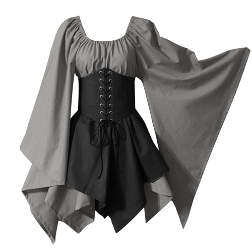 AHAKLO Mittelalter Kleidung Damen Fledermausärmel Halloween Kostüm Gothic Kleid Langarm Renaissance Dress Mittelalterkleider Karneval Partykleid Viktorianisches Kleid AHAKLO Mittelalter Kleidung Damen Fledermausärmel Halloween Kostüm Gothic Kleid Langarm Renaissance Dress Mittelalterkleider Karneval Partykleid Viktorianisches Kleid von AHAKLO