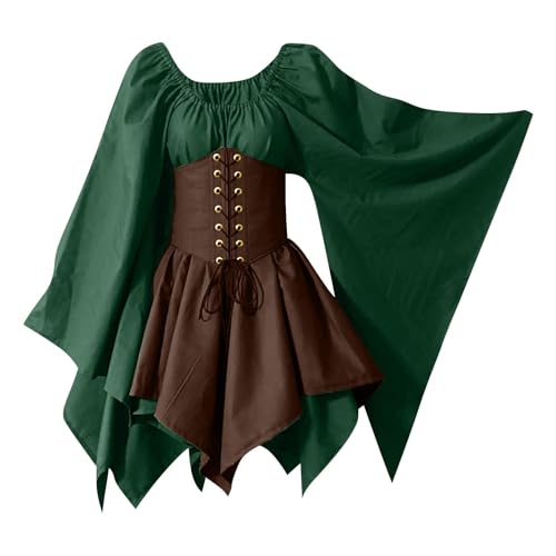 AHAKLO Mittelalter Kleidung Damen Fledermausärmel Halloween Kostüm Gothic Kleid Langarm Renaissance Dress Mittelalterkleider Karneval Partykleid Viktorianisches Kleid AHAKLO Mittelalter Kleidung Damen Fledermausärmel Halloween Kostüm Gothic Kleid Langarm Renaissance Dress Mittelalterkleider Karneval Partykleid Viktorianisches Kleid von AHAKLO