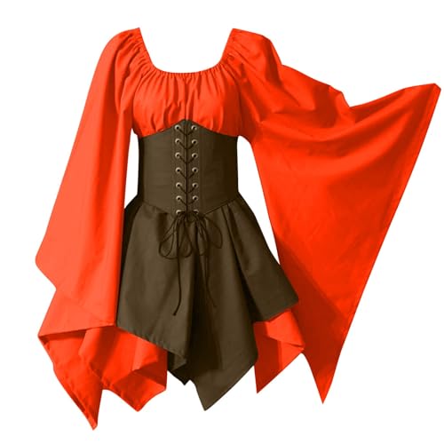 AHAKLO Mittelalter Kleidung Damen Fledermausärmel Halloween Kostüm Gothic Kleid Langarm Renaissance Dress Mittelalterkleider Karneval Partykleid Viktorianisches Kleid AHAKLO Mittelalter Kleidung Damen Fledermausärmel Halloween Kostüm Gothic Kleid Langarm Renaissance Dress Mittelalterkleider Karneval Partykleid Viktorianisches Kleid von AHAKLO