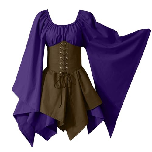 AHAKLO Mittelalter Kleidung Damen Fledermausärmel Halloween Kostüm Gothic Kleid Langarm Renaissance Dress Mittelalterkleider Karneval Partykleid Viktorianisches Kleid AHAKLO Mittelalter Kleidung Damen Fledermausärmel Halloween Kostüm Gothic Kleid Langarm Renaissance Dress Mittelalterkleider Karneval Partykleid Viktorianisches Kleid von AHAKLO