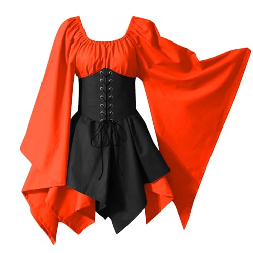 AHAKLO Mittelalter Kleidung Damen Fledermausärmel Halloween Kostüm Gothic Kleid Langarm Renaissance Dress Mittelalterkleider Karneval Partykleid Viktorianisches Kleid AHAKLO Mittelalter Kleidung Damen Fledermausärmel Halloween Kostüm Gothic Kleid Langarm Renaissance Dress Mittelalterkleider Karneval Partykleid Viktorianisches Kleid von AHAKLO