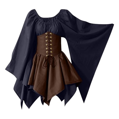 AHAKLO Mittelalter Kleidung Damen Fledermausärmel Halloween Kostüm Gothic Kleid Langarm Renaissance Dress Mittelalterkleider Karneval Partykleid Viktorianisches Kleid AHAKLO Mittelalter Kleidung Damen Fledermausärmel Halloween Kostüm Gothic Kleid Langarm Renaissance Dress Mittelalterkleider Karneval Partykleid Viktorianisches Kleid von AHAKLO