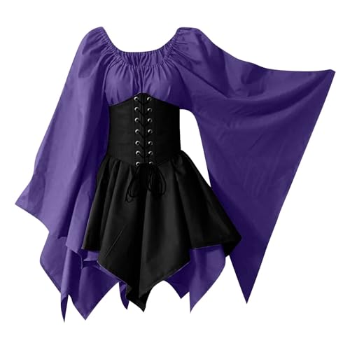 AHAKLO Mittelalter Kleidung Damen Fledermausärmel Halloween Kostüm Gothic Kleid Langarm Renaissance Dress Mittelalterkleider Karneval Partykleid Viktorianisches Kleid AHAKLO Mittelalter Kleidung Damen Fledermausärmel Halloween Kostüm Gothic Kleid Langarm Renaissance Dress Mittelalterkleider Karneval Partykleid Viktorianisches Kleid von AHAKLO
