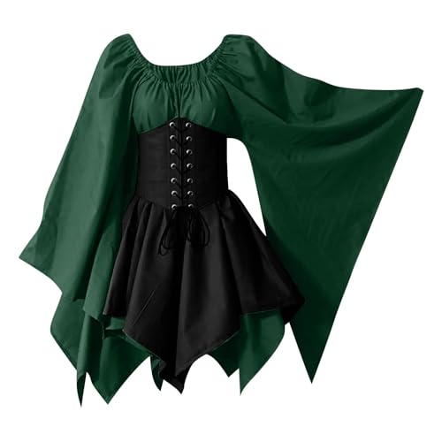 AHAKLO Mittelalter Kleidung Damen Fledermausärmel Halloween Kostüm Gothic Kleid Langarm Renaissance Dress Mittelalterkleider Karneval Partykleid Viktorianisches Kleid AHAKLO Mittelalter Kleidung Damen Fledermausärmel Halloween Kostüm Gothic Kleid Langarm Renaissance Dress Mittelalterkleider Karneval Partykleid Viktorianisches Kleid von AHAKLO