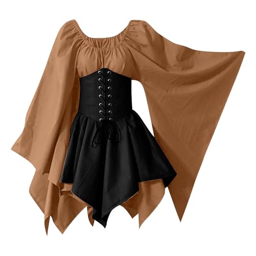 AHAKLO Mittelalter Kleidung Damen Fledermausärmel Halloween Kostüm Gothic Kleid Langarm Renaissance Dress Mittelalterkleider Karneval Partykleid Viktorianisches Kleid AHAKLO Mittelalter Kleidung Damen Fledermausärmel Halloween Kostüm Gothic Kleid Langarm Renaissance Dress Mittelalterkleider Karneval Partykleid Viktorianisches Kleid von AHAKLO