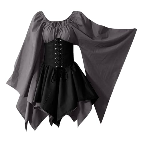 AHAKLO Mittelalter Kleidung Damen Fledermausärmel Halloween Kostüm Gothic Kleid Langarm Renaissance Dress Mittelalterkleider Karneval Partykleid Viktorianisches Kleid AHAKLO Mittelalter Kleidung Damen Fledermausärmel Halloween Kostüm Gothic Kleid Langarm Renaissance Dress Mittelalterkleider Karneval Partykleid Viktorianisches Kleid von AHAKLO