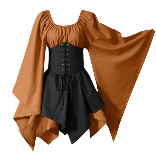 AHAKLO Mittelalter Kleidung Damen Fledermausärmel Halloween Kostüm Gothic Kleid Langarm Renaissance Dress Mittelalterkleider Karneval Partykleid Viktorianisches Kleid AHAKLO Mittelalter Kleidung Damen Fledermausärmel Halloween Kostüm Gothic Kleid Langarm Renaissance Dress Mittelalterkleider Karneval Partykleid Viktorianisches Kleid von AHAKLO