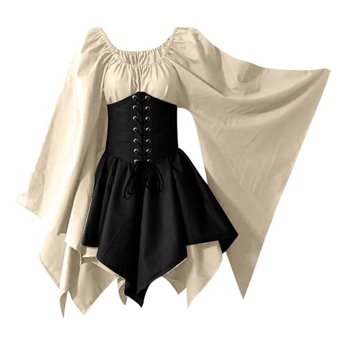 AHAKLO Mittelalter Kleidung Damen Fledermausärmel Halloween Kostüm Gothic Kleid Langarm Renaissance Dress Mittelalterkleider Karneval Partykleid Viktorianisches Kleid AHAKLO Mittelalter Kleidung Damen Fledermausärmel Halloween Kostüm Gothic Kleid Langarm Renaissance Dress Mittelalterkleider Karneval Partykleid Viktorianisches Kleid von AHAKLO