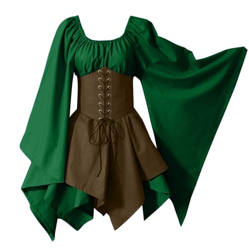 AHAKLO Mittelalter Kleidung Damen Fledermausärmel Halloween Kostüm Gothic Kleid Langarm Renaissance Dress Mittelalterkleider Karneval Partykleid Viktorianisches Kleid AHAKLO Mittelalter Kleidung Damen Fledermausärmel Halloween Kostüm Gothic Kleid Langarm Renaissance Dress Mittelalterkleider Karneval Partykleid Viktorianisches Kleid von AHAKLO