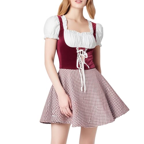 AHAKLO Oktoberfest Damen Outfit Schlicht Dirndl Samt Damen Midi Knielang Trachtenkleid Modern Barock Kleid Elegant Dirndl-Komplettsets Karneval Kostüme Frauen AHAKLO Oktoberfest Damen Outfit Schlicht Dirndl Samt Damen Midi Knielang Trachtenkleid Modern Barock Kleid Elegant Dirndl-Komplettsets Karneval Kostüme Frauen von AHAKLO