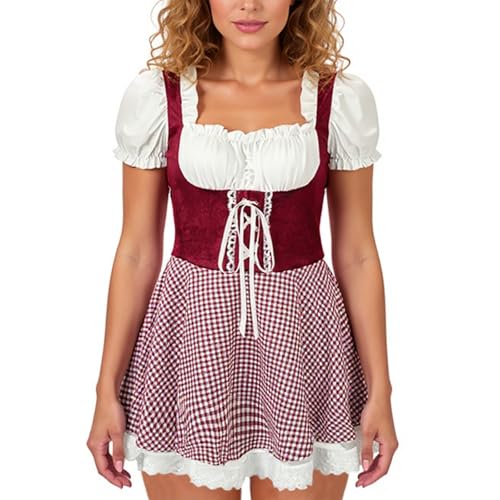 AHAKLO Oktoberfest Damen Outfit Schlicht Dirndl Samt Damen Midi Knielang Trachtenkleid Modern Barock Kleid Elegant Dirndl-Komplettsets Karneval Kostüme Frauen AHAKLO Oktoberfest Damen Outfit Schlicht Dirndl Samt Damen Midi Knielang Trachtenkleid Modern Barock Kleid Elegant Dirndl-Komplettsets Karneval Kostüme Frauen von AHAKLO