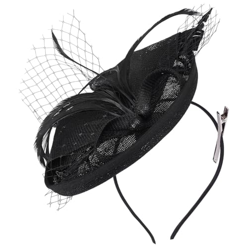 AHANDMAKER 1 Stück Vintage Tea Party Kleidung Outfit Stirnband Hüte Kentucky Fascinator Hüte Elegante Mesh Haarbänder Für Hochzeiten Party Halloween Und Festivals Schwarz AHANDMAKER 1 Stück Vintage Tea Party Kleidung Outfit Stirnband Hüte Kentucky Fascinator Hüte Elegante Mesh Haarbänder Für Hochzeiten Party Halloween Und Festivals Schwarz von AHANDMAKER