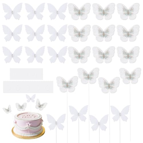 AHANDMAKER 30 Stück Schmetterlings-Kuchenaufsätze, 2 Stile, weiße Schmetterling-Kuchendekoration, 3D-Schmetterlings-Cupcake-Topper für Geburtstag, Hochzeit, Party, Kuchendekoration, AHANDMAKER 30 Stück Schmetterlings-Kuchenaufsätze, 2 Stile, weiße Schmetterling-Kuchendekoration, 3D-Schmetterlings-Cupcake-Topper für Geburtstag, Hochzeit, Party, Kuchendekoration, von AHANDMAKER