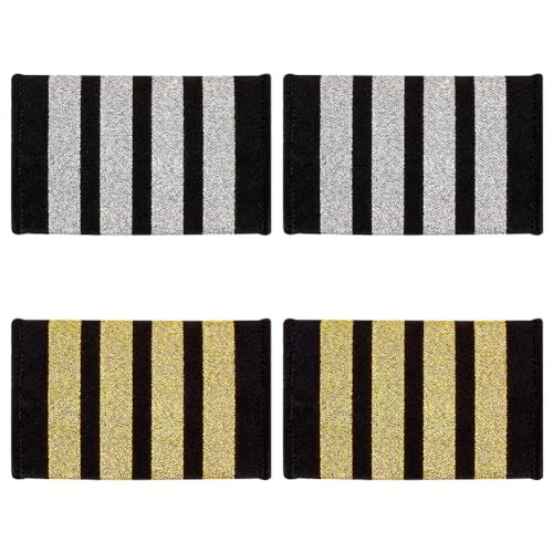 AHANDMAKER 4 Paar Uniform-Schulterklappen, Schulterklappen Aus 2-Farbigem, Gestreiftem Polyester Mit Epauletten, Pilotenklappen, Airline-Pilotenzubehör, Schulterabzeichen Schulterklappe AHANDMAKER 4 Paar Uniform-Schulterklappen, Schulterklappen Aus 2-Farbigem, Gestreiftem Polyester Mit Epauletten, Pilotenklappen, Airline-Pilotenzubehör, Schulterabzeichen Schulterklappe von AHANDMAKER