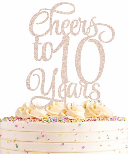 AHAORAY Tortenaufsatz "Cheers to 10 Years", Roségold, Glitzer, für Kinder, 10. Geburtstag, Kuchendekoration, gesegnet für 10 Jahre Hochzeit, Jahrestag, Party-Dekorationen, Foto-Requisiten AHAORAY Tortenaufsatz "Cheers to 10 Years", Roségold, Glitzer, für Kinder, 10. Geburtstag, Kuchendekoration, gesegnet für 10 Jahre Hochzeit, Jahrestag, Party-Dekorationen, Foto-Requisiten von AHAORAY