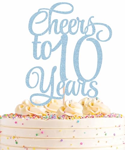 AHAORAY Tortenaufsatz "Cheers to 10 Years", hellblauer Glitzer, Kinderkuchendekoration zum 10. Geburtstag, gesegnete 10-jährige Hochzeit, Jahrestag, Party-Dekorationen, Foto-Requisiten AHAORAY Tortenaufsatz "Cheers to 10 Years", hellblauer Glitzer, Kinderkuchendekoration zum 10. Geburtstag, gesegnete 10-jährige Hochzeit, Jahrestag, Party-Dekorationen, Foto-Requisiten von AHAORAY
