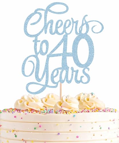 AHAORAY Tortenaufsatz "Cheers to 40 Years", hellblau, glitzernd, 40. Geburtstag, Kuchendekoration, perfekt für 40. Jahrestag oder 40-jährige Geburtstagsparty, Foto-Requisiten AHAORAY Tortenaufsatz "Cheers to 40 Years", hellblau, glitzernd, 40. Geburtstag, Kuchendekoration, perfekt für 40. Jahrestag oder 40-jährige Geburtstagsparty, Foto-Requisiten von AHAORAY
