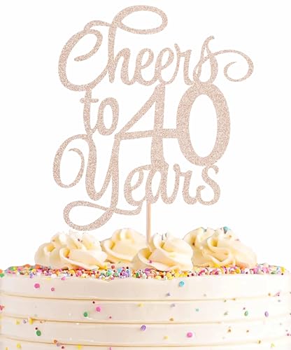AHAORAY Tortenaufsatz "Cheers to 40 Years", rotgoldener Glitzer, 40. Geburtstag, Kuchendekoration, perfekt für 40. Jahrestag oder 40-jährige Geburtstagsparty, Foto-Requisiten AHAORAY Tortenaufsatz "Cheers to 40 Years", rotgoldener Glitzer, 40. Geburtstag, Kuchendekoration, perfekt für 40. Jahrestag oder 40-jährige Geburtstagsparty, Foto-Requisiten von AHAORAY
