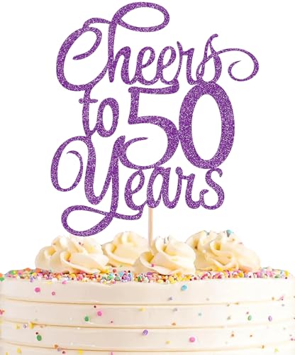 AHAORAY Tortenaufsatz "Cheers to 50 Years" – dunkelvioletter Glitzer, Kuchendekoration zum 50. Geburtstag, perfekt für 50. Jahrestag oder fünfzig Geburtstagsparty, Foto-Requisiten AHAORAY Tortenaufsatz "Cheers to 50 Years" – dunkelvioletter Glitzer, Kuchendekoration zum 50. Geburtstag, perfekt für 50. Jahrestag oder fünfzig Geburtstagsparty, Foto-Requisiten von AHAORAY