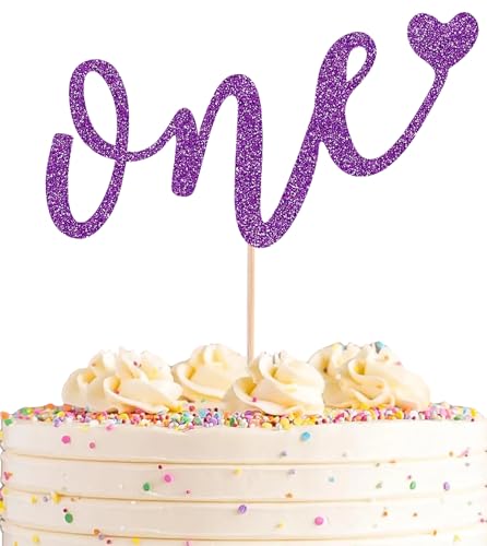AHAORAY Tortenaufsatz für den ersten Geburtstag – dunkelvioletter Glitzer, Tortendekorationszubehör, perfekt für Babyparty/Geschlechtsoffenbarungsparty/Baby-Party, Foto-Requisiten von AHAORAY