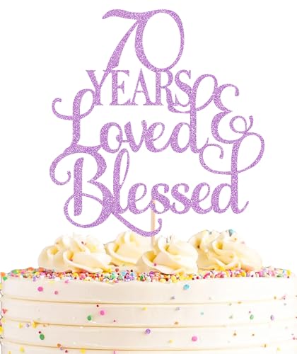AHAORAY Tortenaufsatz mit Aufschrift "70 Years Loved", hellviolett, glitzernd, 70. Geburtstag, perfekt für Hochzeit, Jahrestag oder Geburtstag, Party-Dekoration, Foto-Requisiten AHAORAY Tortenaufsatz mit Aufschrift "70 Years Loved", hellviolett, glitzernd, 70. Geburtstag, perfekt für Hochzeit, Jahrestag oder Geburtstag, Party-Dekoration, Foto-Requisiten von AHAORAY