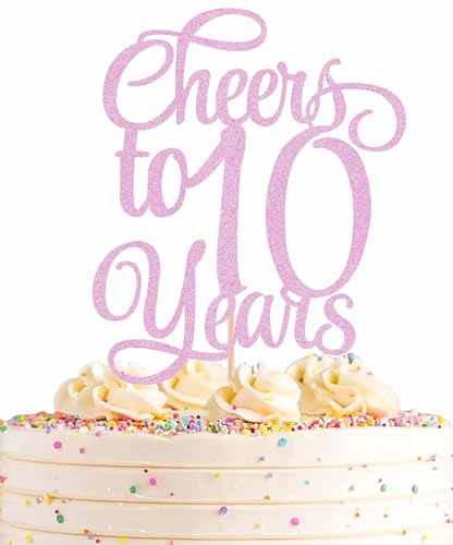AHAORAY Tortenaufsatz mit Aufschrift "Cheers to 10 Years", rosa Glitzer, für 10. Geburtstag, Kuchendekoration, gesegnete 10-jährige Hochzeit, Jahrestag, Party-Dekorationen, Foto-Requisiten AHAORAY Tortenaufsatz mit Aufschrift "Cheers to 10 Years", rosa Glitzer, für 10. Geburtstag, Kuchendekoration, gesegnete 10-jährige Hochzeit, Jahrestag, Party-Dekorationen, Foto-Requisiten von AHAORAY