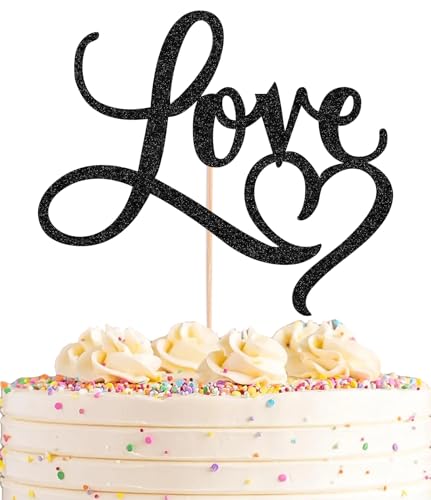 AHAORAY Tortenaufsatz mit Aufschrift "Love", schwarzes Glitzerpapier, Hochzeitstortendekoration, perfekt für Brautparty, Verlobung, Jahrestag, Geburtstagsparty AHAORAY Tortenaufsatz mit Aufschrift "Love", schwarzes Glitzerpapier, Hochzeitstortendekoration, perfekt für Brautparty, Verlobung, Jahrestag, Geburtstagsparty von AHAORAY