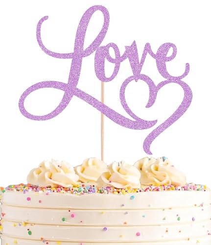 AHAORAY Tortenaufsatz mit Aufschrift "Love", violettes Glitzerpapier, Hochzeitstortendekoration, perfekt für Brautparty, Verlobung, Jahrestag, Geburtstagsparty AHAORAY Tortenaufsatz mit Aufschrift "Love", violettes Glitzerpapier, Hochzeitstortendekoration, perfekt für Brautparty, Verlobung, Jahrestag, Geburtstagsparty von AHAORAY