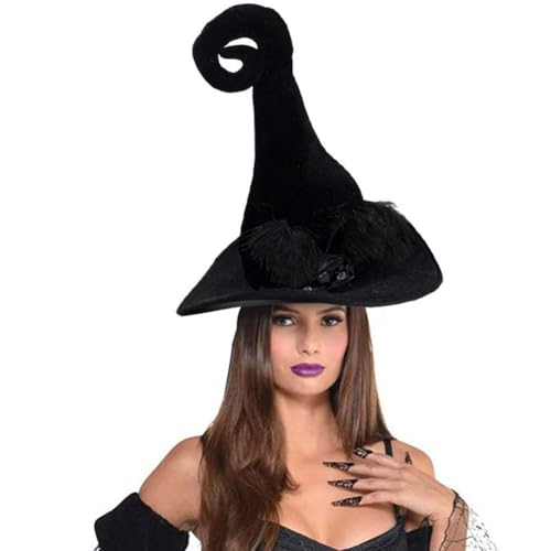 AHDMR Hexenhut für Halloween Hexenhut Spitz Hexenhut Faltbar Halloween Hut Breite Krempe Kostüm Zubehör für Damen Herren Kostüm Cosplay Karneval Party Weihnachten Festival von AHDMR