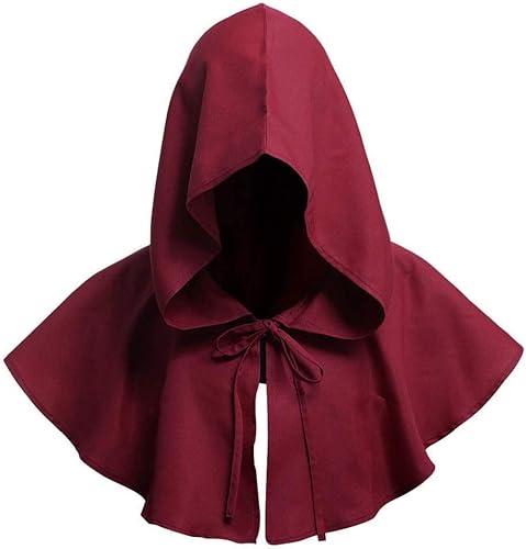 AHDMR Kurzer Umhang mit Kapuze, Halloween, Mantel, Umhang des Sensenmanns, Vampir Zauberer, Zauberer, Mittelalterlich, Halloween-Umhang, Cosplay, Maskerade, venezianische Abende, Karneval, für AHDMR Kurzer Umhang mit Kapuze, Halloween, Mantel, Umhang des Sensenmanns, Vampir Zauberer, Zauberer, Mittelalterlich, Halloween-Umhang, Cosplay, Maskerade, venezianische Abende, Karneval, für von AHDMR
