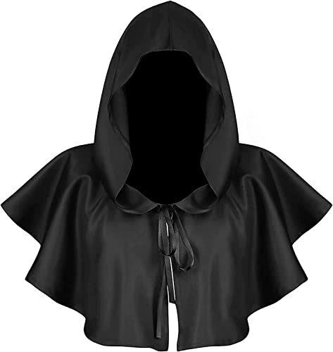 AHDMR Kurzer Umhang mit Kapuze, Halloween, Mantel, Umhang des Sensenmanns, Vampir Zauberer, Zauberer, Mittelalterlich, Halloween-Umhang, Cosplay, Maskerade, venezianische Abende, Karneval, für AHDMR Kurzer Umhang mit Kapuze, Halloween, Mantel, Umhang des Sensenmanns, Vampir Zauberer, Zauberer, Mittelalterlich, Halloween-Umhang, Cosplay, Maskerade, venezianische Abende, Karneval, für von AHDMR