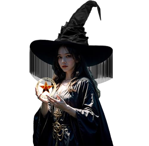 Hexenhut Plissee für Erwachsene, Jugendliche, Frauen, Hexenhut, Halloween, aus Vliesstoff, spitz, schwarz, faltbar, Zubehör, Dekoration, Halloween, Cosplay, Karneval, Party Hexenhut Plissee für Erwachsene, Jugendliche, Frauen, Hexenhut, Halloween, aus Vliesstoff, spitz, schwarz, faltbar, Zubehör, Dekoration, Halloween, Cosplay, Karneval, Party von AHDMR