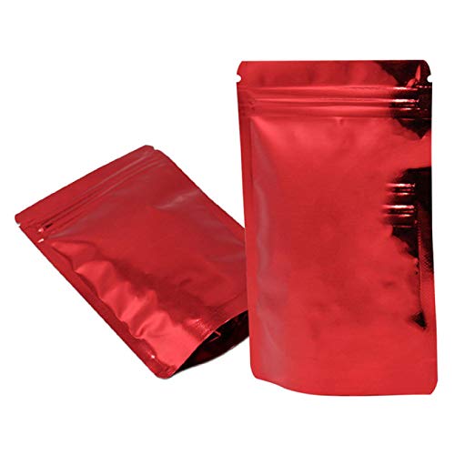 AHECZZ Geschenktasche,100 Stück Wiederverwendbarer Druckverschlussbeutel Stehbeutel Lebensmittelverpackungstasche Home Aufbewahrungstasche Geschenktüte mit Einkerbung 16x24cm Rot von AHECZZ