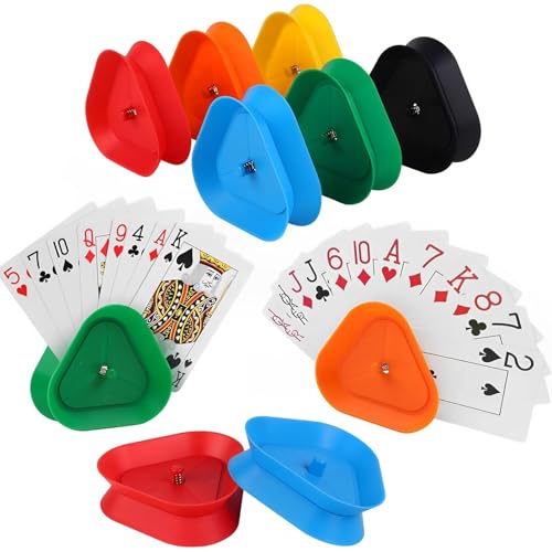 AHEJIOO 6 Stück Kartenhalter Kinder, Spielkartenhalter Kunststoff Wiederverwendbar,Karten Halter für Senioren Erwachsene und Kinder, Kartenhalter Spielkarten, Kartenständer von AHEJIOO
