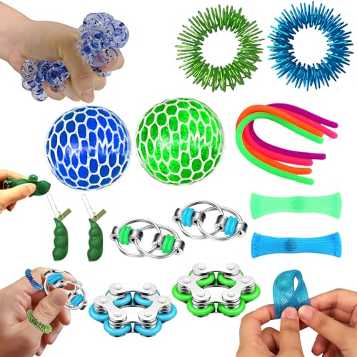 AHEJIOO 16 Stück Anti Stress Spielzeug, Squeeze Spielzeug für Kinder Erwachsene, stressball, Flippy Chain, Stretch Strings, Sojabohnen Stresstoys, Skills Twisting Toys AHEJIOO 16 Stück Anti Stress Spielzeug, Squeeze Spielzeug für Kinder Erwachsene, stressball, Flippy Chain, Stretch Strings, Sojabohnen Stresstoys, Skills Twisting Toys von AHEJIOO