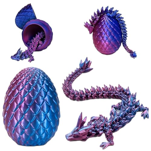 AHEJIOO 3D Gedruckter Beweglicher Drachen Spielzeug, 3D Drache, 3D Gedrucktes Drachenei, Drachenei Mit Drache, Zappelspielzeug für Kinder Erwachsene Heim Büro Schreibtischspielzeug von AHEJIOO