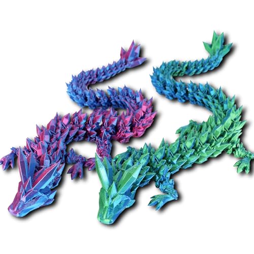 AHEJIOO 2 Stück Kristall Drachen Figur Dekor,3D Gedruckter Drache Beweglich Drache, Drache, Drach, 3D Drachen, Drache 3D Druck, Erwachsene Kinder Geschenke Spielzeug von AHEJIOO