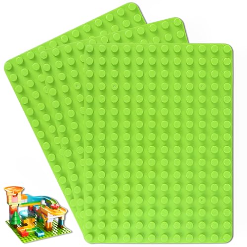AHEJIOO 3 Stück Große Bauplatte Kompatibel Mit Duplo Platten(25.5 X 19 cm), Grün Classic Bauplatte Basic Platten, Für Duplo Steine, Konstruktionsspielzeug Für Kleinkinder, Mädchen Und Jungen von AHEJIOO