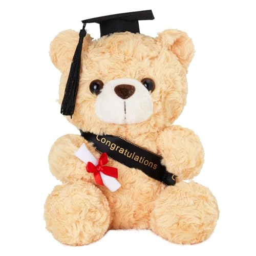 AHEJIOO Plüschteddybär mit Doktorhut - Flauschiger Abschlussbär als Bachelor Geschenk, Bestandene Prüfung Geschenk, Abitur Geschenke, Graduation Deko und Doktortitel Geschenk von AHEJIOO