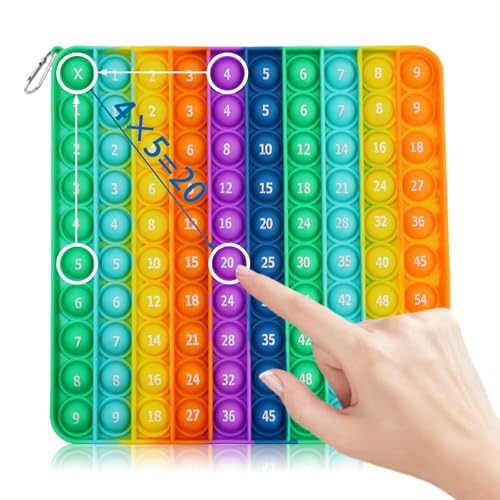 AHEJIOO Pop It Spielzeug 2 in 1 Multiplikationsbrett & Hundertertafel - Einmaleins Lernen Spiel mit Karabiner, Antistress Fidget Toy für Kinder, Montessori-Lernspielzeug von AHEJIOO