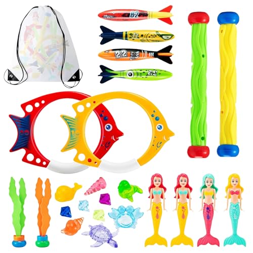 AHEJIOO 24 Stück Pool Spielzeug Kinder Set, Tauchspielzeug Für Kinder, Schwimmbad Spielzeug, Für Ab 4 Jahren, Inkl. Tragetasche AHEJIOO 24 Stück Pool Spielzeug Kinder Set, Tauchspielzeug Für Kinder, Schwimmbad Spielzeug, Für Ab 4 Jahren, Inkl. Tragetasche von AHEJIOO