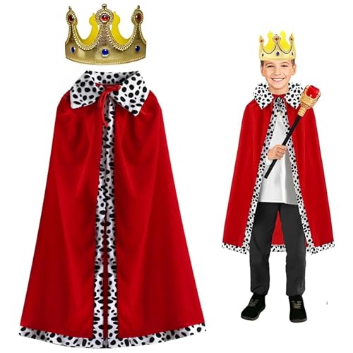 AHEJIOO Prinz Umhang Kinder, Umhang könig Mit Krone König, Kostüm Kinder Jungen, König Kostüm Kinder Für Prinzenparty, Karneval, Cosplay, Halloween, Kindertag, 90cm Für Kinder Von 90–135cm AHEJIOO Prinz Umhang Kinder, Umhang könig Mit Krone König, Kostüm Kinder Jungen, König Kostüm Kinder Für Prinzenparty, Karneval, Cosplay, Halloween, Kindertag, 90cm Für Kinder Von 90–135cm von AHEJIOO