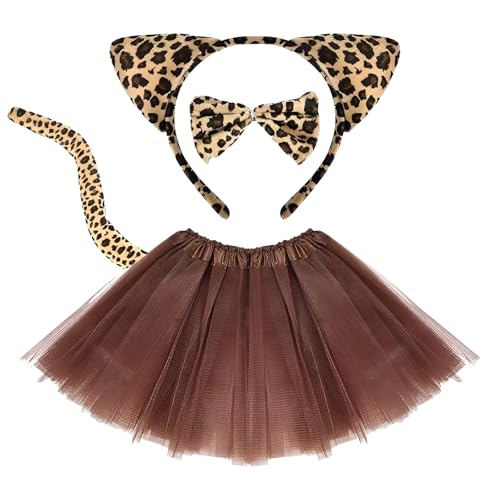 AHEJIOO 4 Stück Leopard Kostüm Set, Tierkostüm Kinder Inklusive Tutu Rock, Leopard Ohren Stirnband, Schwanz, Für Halloween Geburtstag Kostüm Party, Leoparden Kostüm Kinder, Leopard Kostüm Kinder AHEJIOO 4 Stück Leopard Kostüm Set, Tierkostüm Kinder Inklusive Tutu Rock, Leopard Ohren Stirnband, Schwanz, Für Halloween Geburtstag Kostüm Party, Leoparden Kostüm Kinder, Leopard Kostüm Kinder von AHEJIOO
