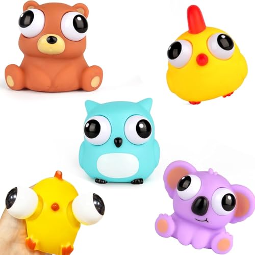 4 Stück Lustig Squishy Squeeze Spielzeug, Stress Squeeze Spielzeug Lustig Augen Out, Anti Stress Spielzeug für Erwachsene und Kinder von AHEJIOO