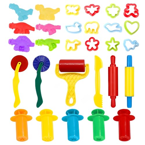 AHEJIOO Knete Set Knetwerkzeug Für Kinder,29 Stück Knete Zubehör Ausstechformen Küchenspielzeug,Teig Spielzeug Geschenk Für Jungen Mädchen, Knete Zubehör, Knetwerkzeug, Knete Werkzeug, Mehrfarbig AHEJIOO Knete Set Knetwerkzeug Für Kinder,29 Stück Knete Zubehör Ausstechformen Küchenspielzeug,Teig Spielzeug Geschenk Für Jungen Mädchen, Knete Zubehör, Knetwerkzeug, Knete Werkzeug, Mehrfarbig von AHEJIOO