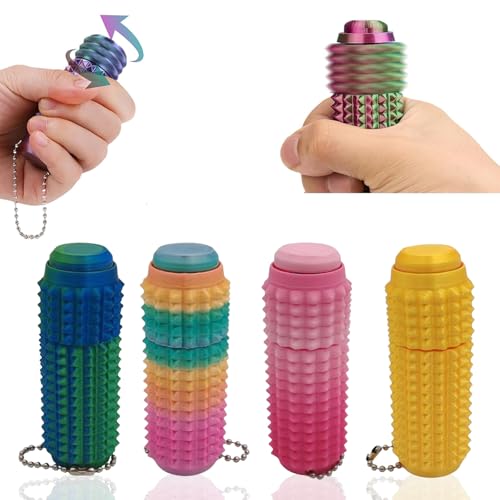 AHEJIOO 4 Stücke Fidget Toys für Erwachsene ADHS Spielzeug Sensorische Fidgets Schlüsselanhänger mit Spiky Grippie Stim klick Design Tragbare Angstlinderung, Sensorisches Spielzeug und fidl Bitz ﻿ von AHEJIOO